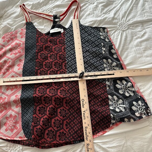 Patchwork Strap Back Halter Tank Top RD Style Design Size M Tropical Beachy Boho - Picture 9 of 9
